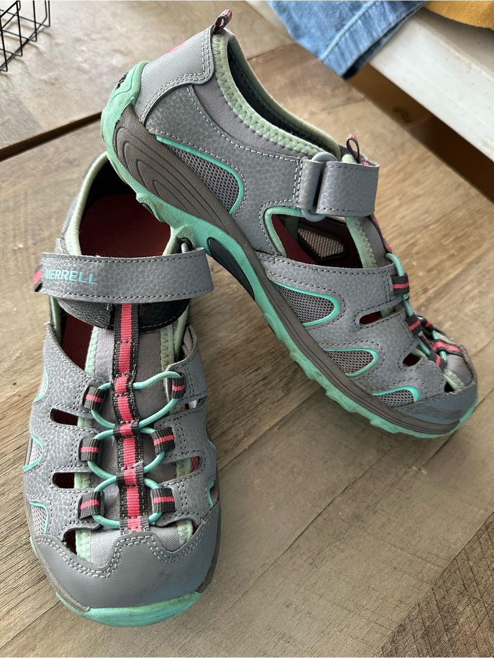 Merrell Kids Gray Teal Pink Closed-Toe Active Sandals - Picture 3 of 7